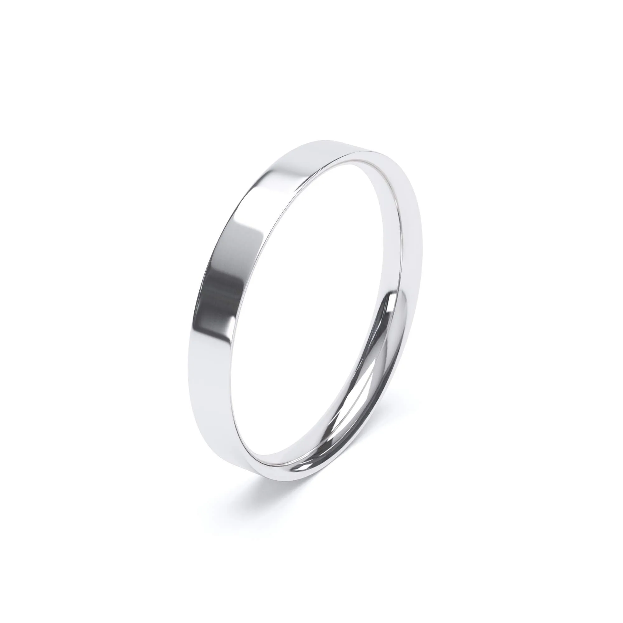 - Flat Court Profile Plain Wedding Ring 9k White Gold