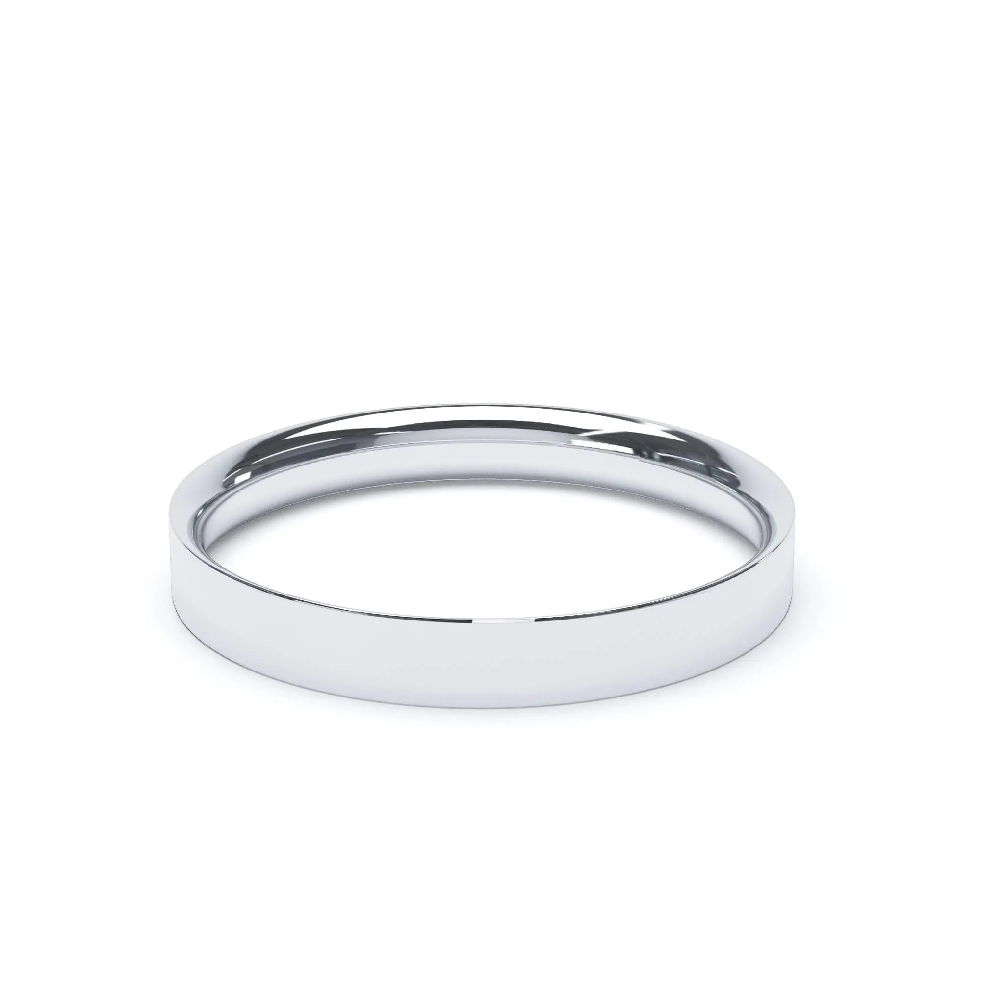 - Flat Court Profile Plain Wedding Ring 9k White Gold