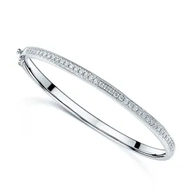 18ct White Gold Diamond Pave Set Bangle