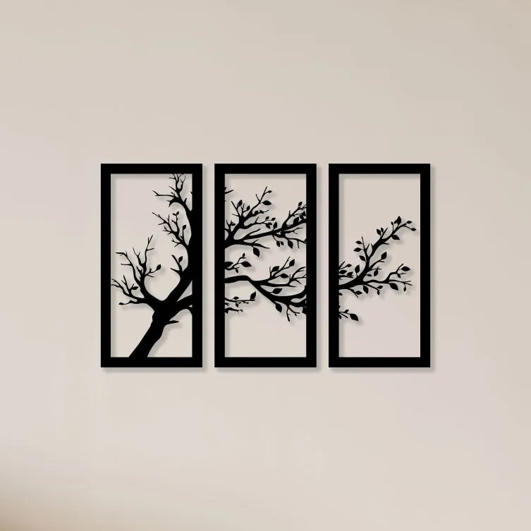 3 Piece Dried Tree Metal Wall Art