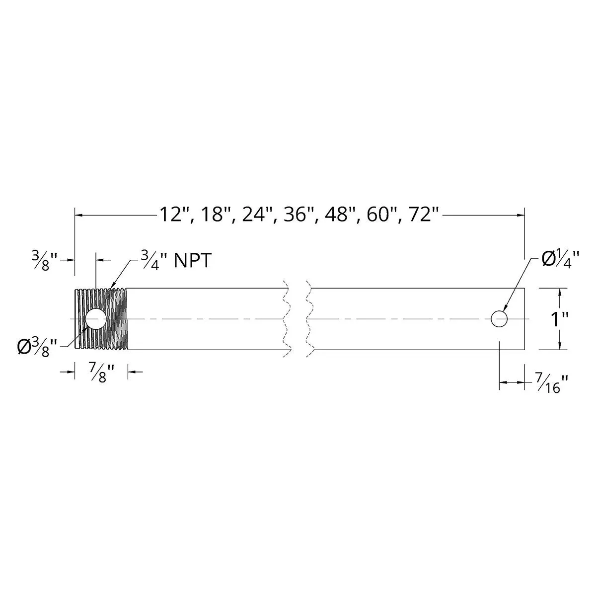 36" Ceiling Fan Extension Downrod