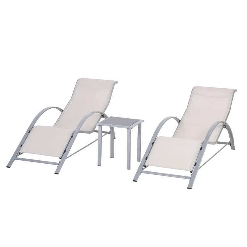 3pc Patio Lounge Chair Set with Table - Cream White