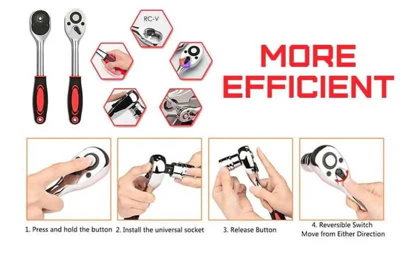 46-in-1 Heavy Duty Chrome Vanadium Socket Wrench Kit (Suitable for All vehicles)