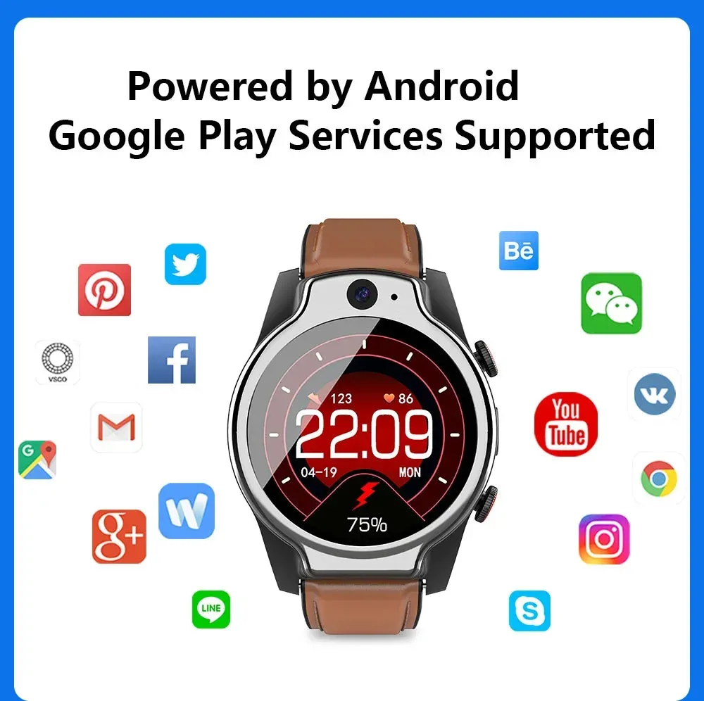 4G 13MP Rear Camera GPS Health Monitoring Waterproof Smartwatch