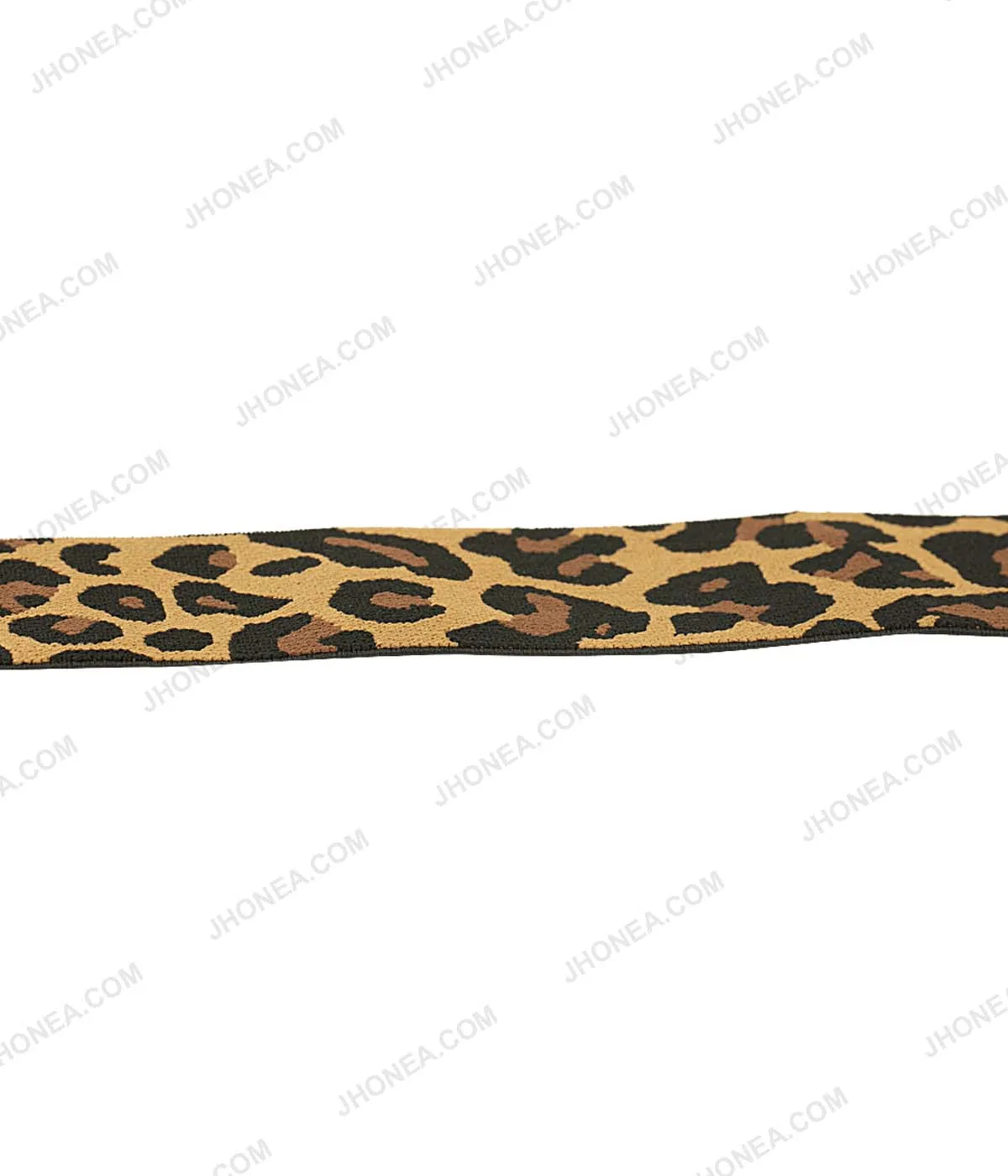 5cm (2inch) Black with Brown Leopard Print Soft Woven Elastic