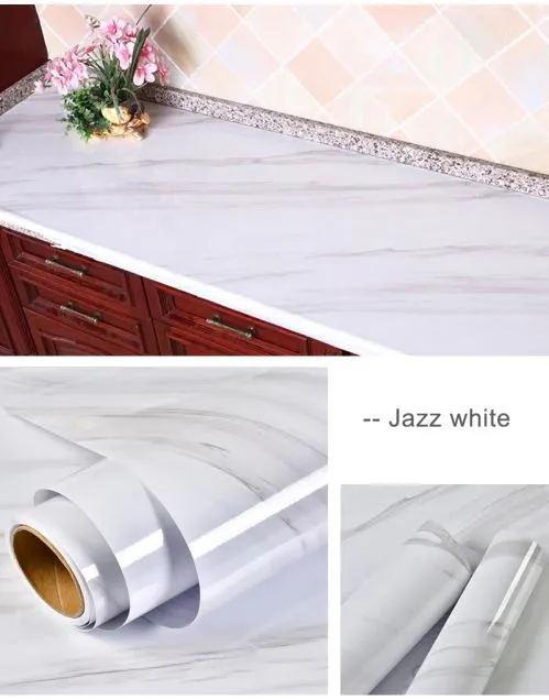 80cm Wide 5 Meters Long Marble White Vinyl Self Adhesive Contact Paper