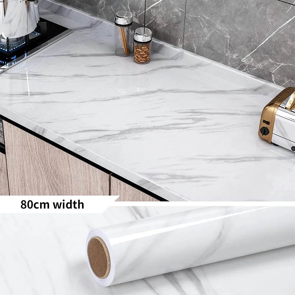 80cm Wide 5 Meters Long Marble White Vinyl Self Adhesive Contact Paper