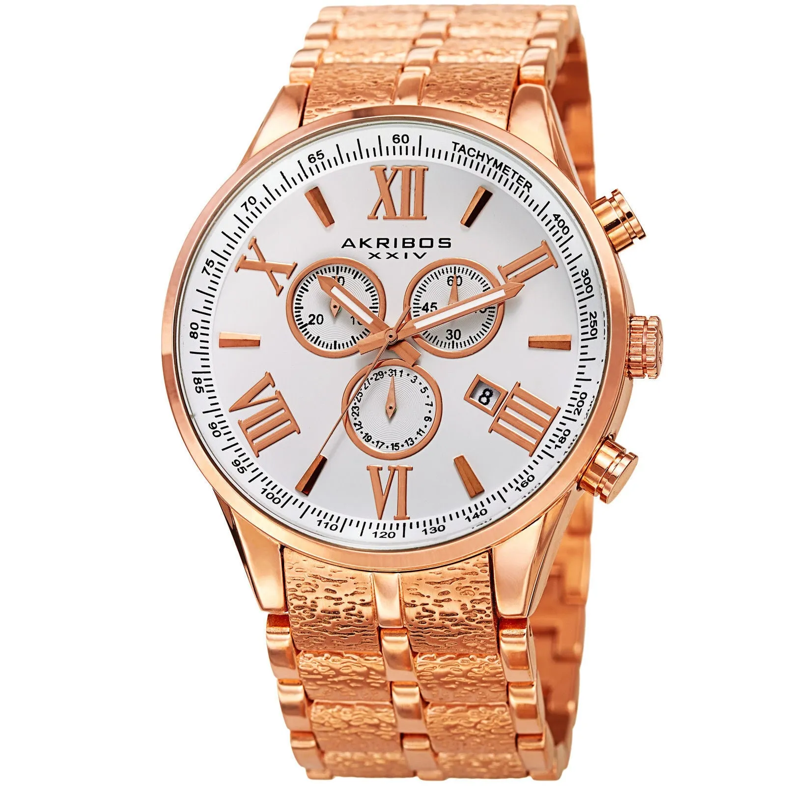 Akribos Xxiv Silver Dial Rose Gold-tone Men's Watch AK960RG