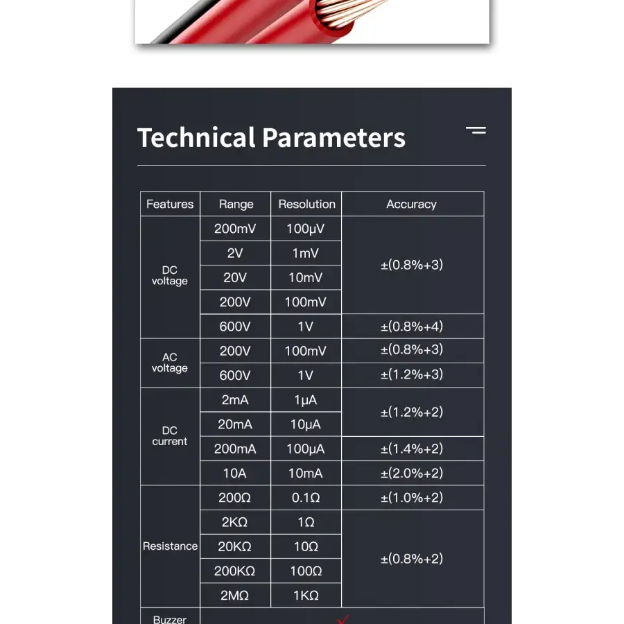 AN8205C Digital Multimeter AC/DC Volt Meter DC Ammeter Tester