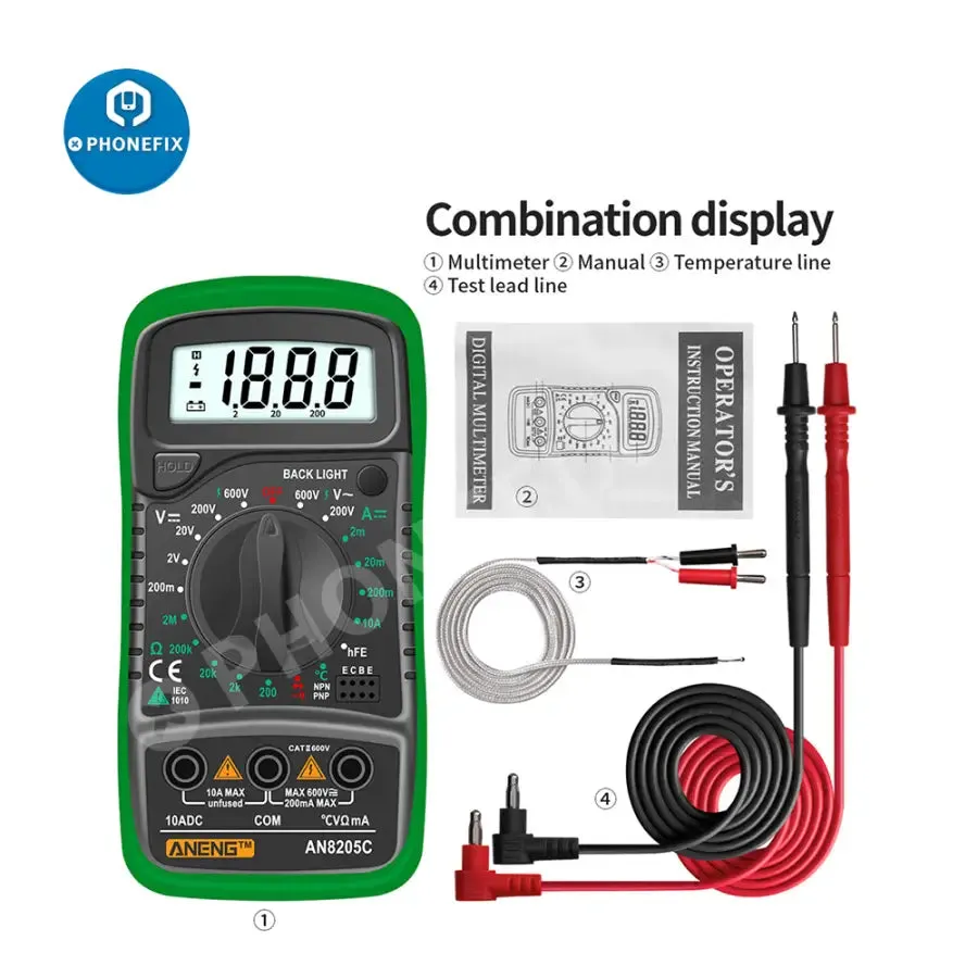 AN8205C Digital Multimeter AC/DC Volt Meter DC Ammeter Tester