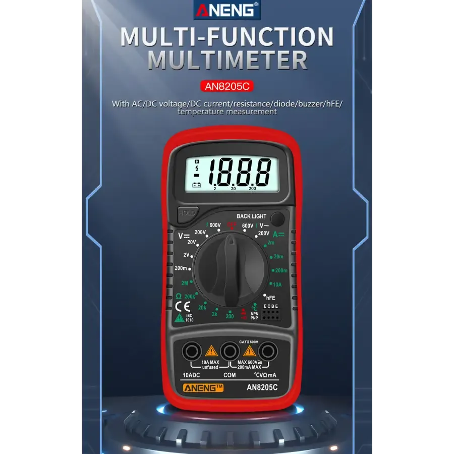 AN8205C Digital Multimeter AC/DC Volt Meter DC Ammeter Tester