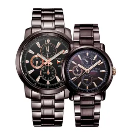 ARIES GOLD INSPIRE CONTENDER G 7301 & B 7302 CF-BKRG COUPLE'S WATCHES