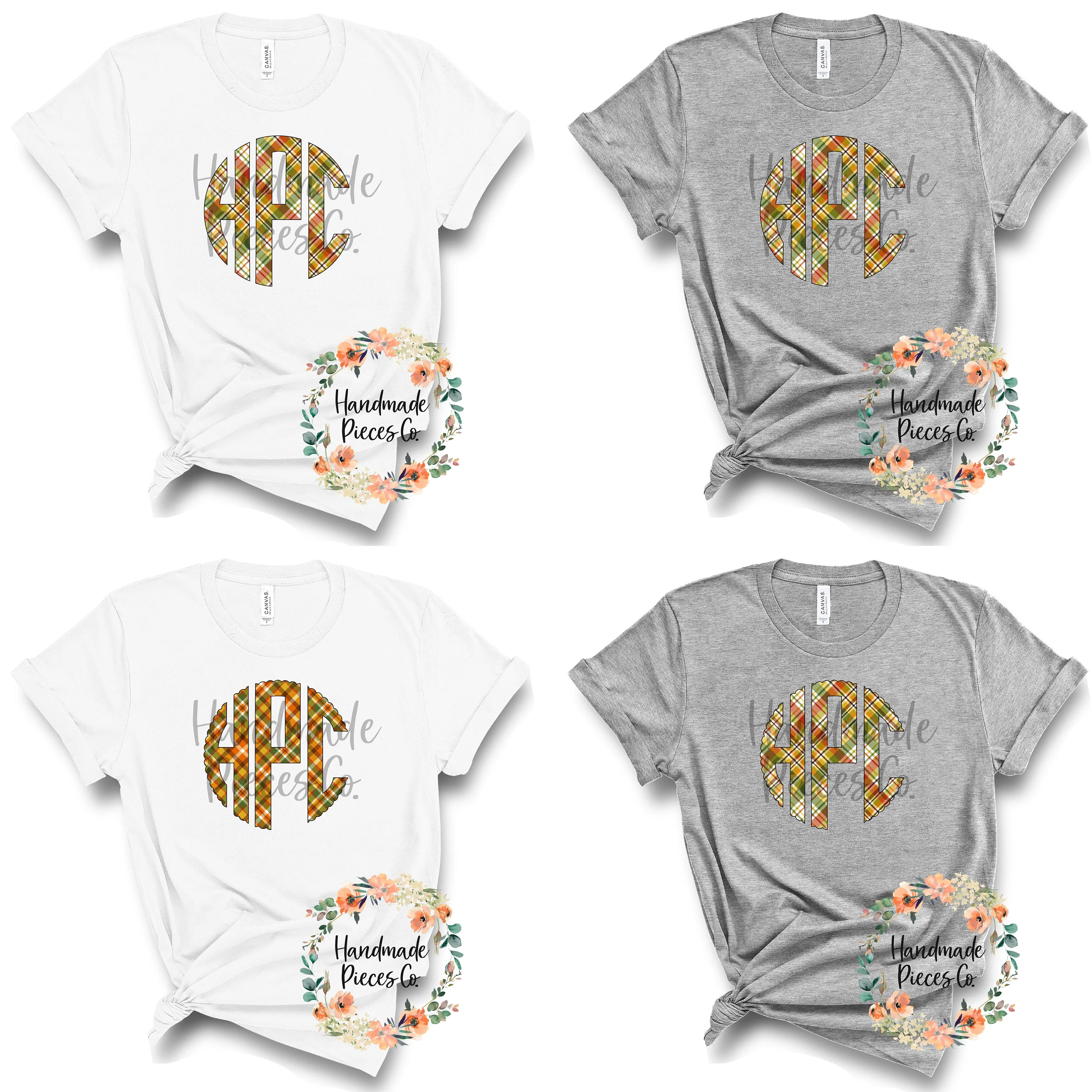 Autumn Plaid Monogram, 3 - Multiple Styles - Digital Download