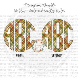 Autumn Plaid Monogram, 3 - Multiple Styles - Digital Download