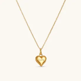 Beaded Heart Pendant Necklace in Gold