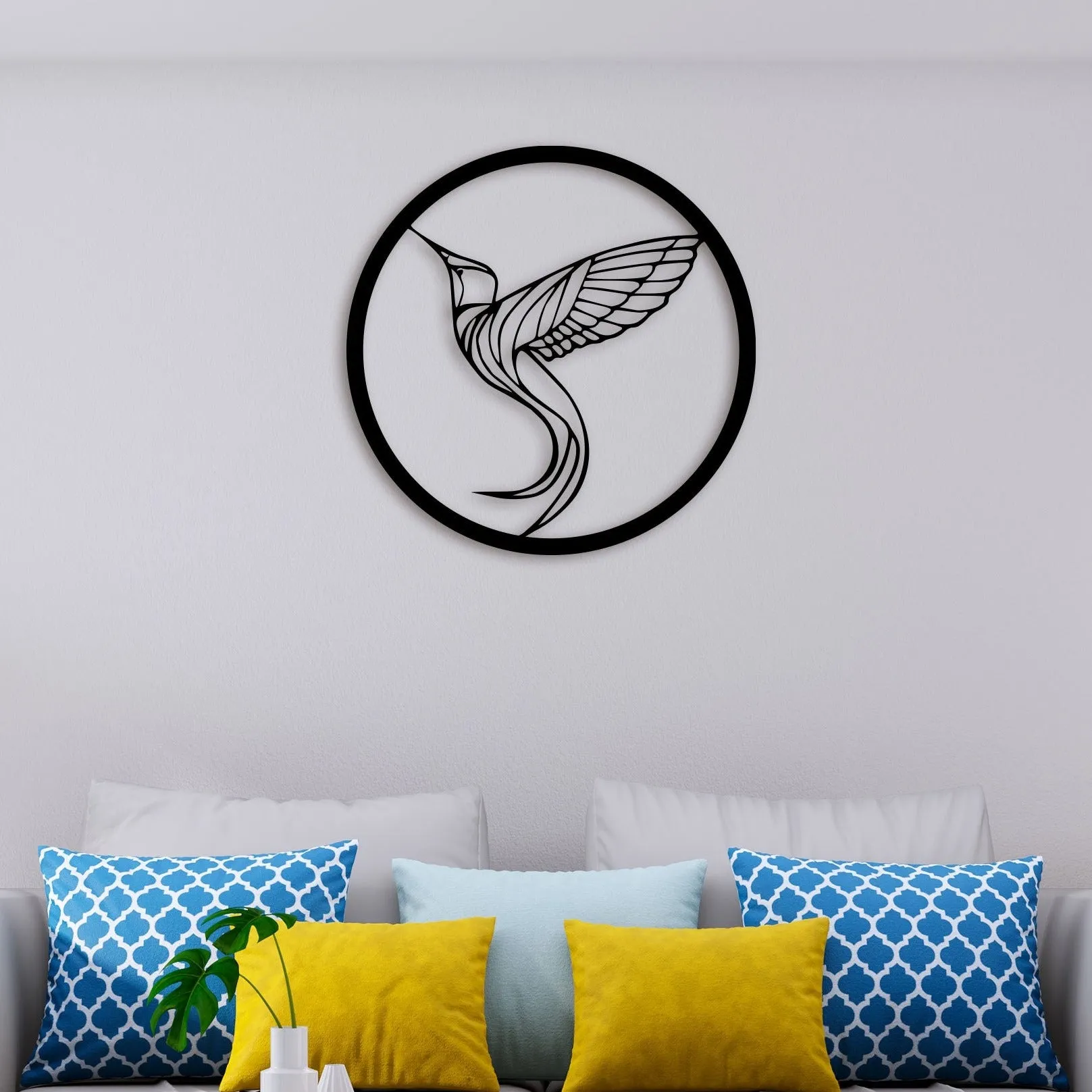 Bird In Circle Metal Wall Art