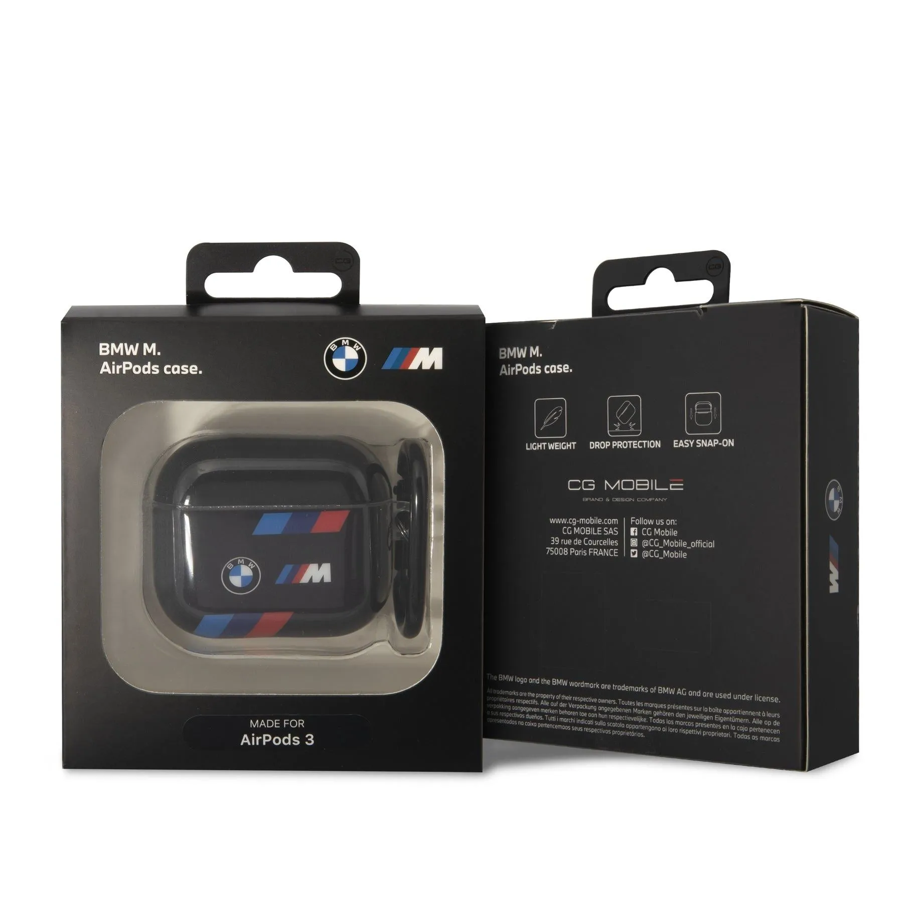 BMW M Series Tricolor Stripes with Ring Case for Airpods Pro 2 Black  - BMAP222SOTK