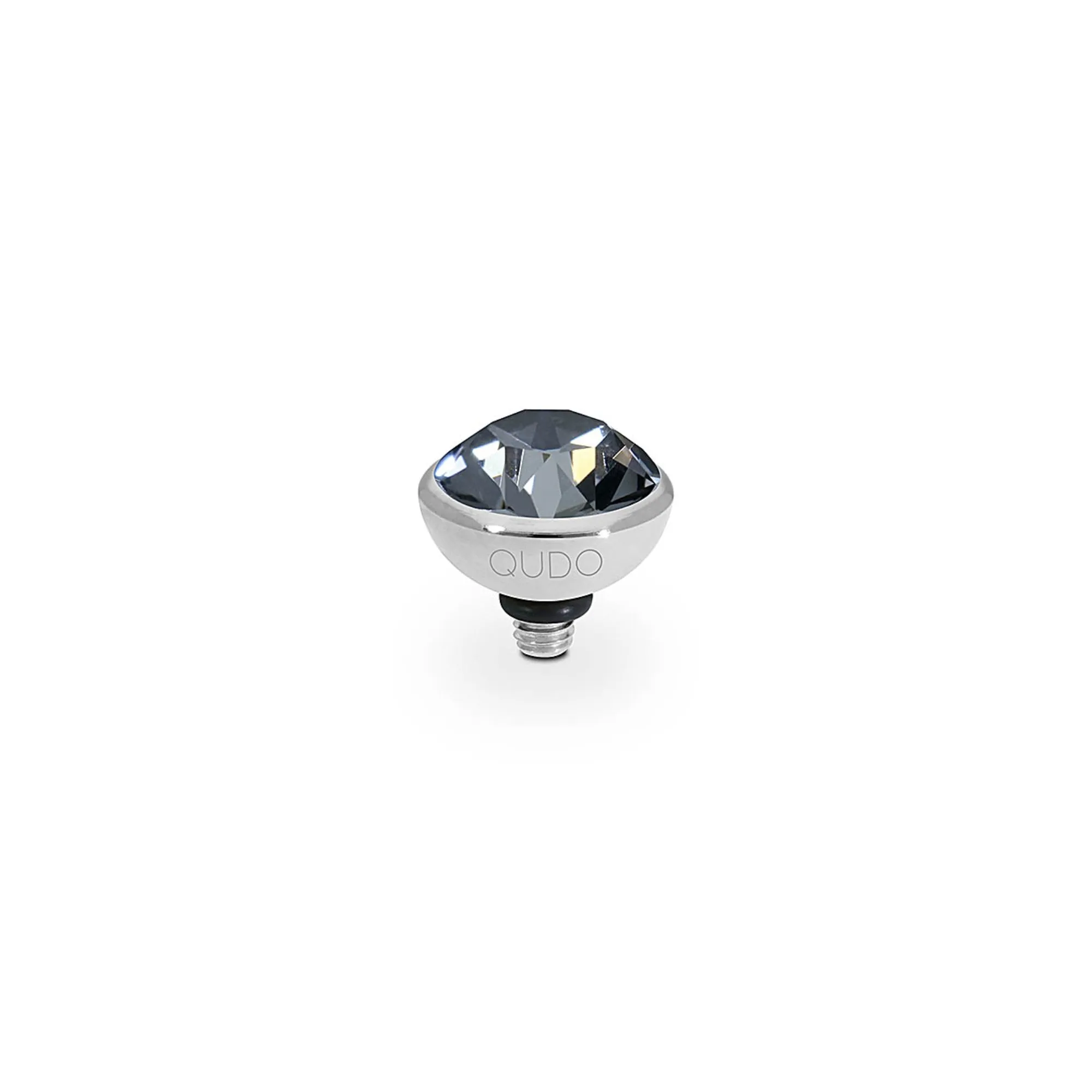 Bottone Silver and Silver Night Crystal Ring Gem Top, 10mm