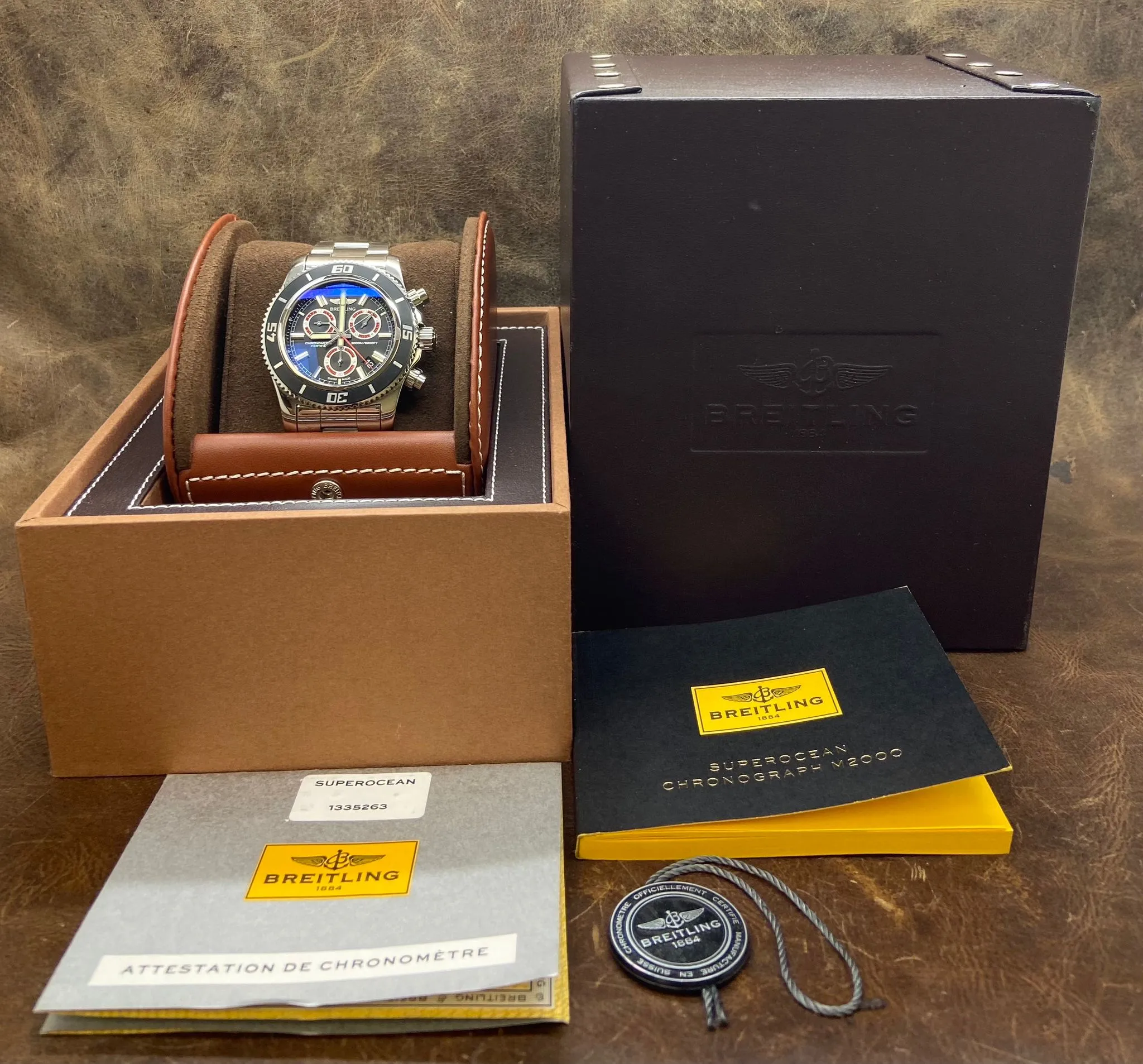 Breitling SuperOcean Chronograph M2000 A73310 Black Dial SuperQuartz Men's Watch