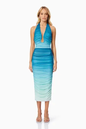 Brielle Halter Midi Dress - Blue