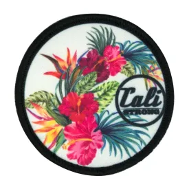 CALI Strong Flowers White Round Hook-and-Loop Morale Patch