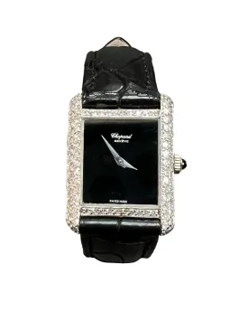 Chopard Ladies Diamond Tank White Gold Wristwatch