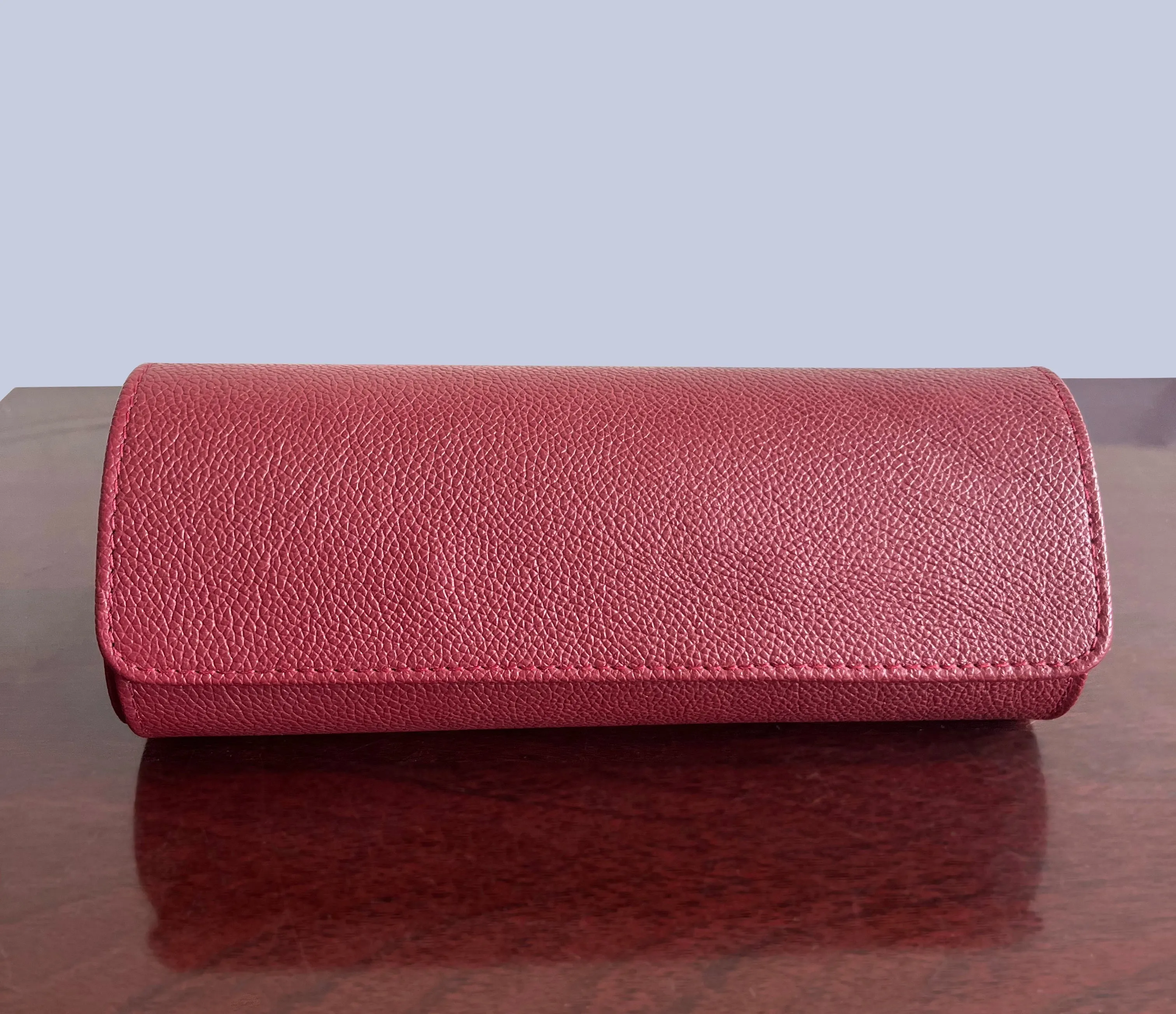 Classic Leather Travel Watch Case - 3 Slots (Red)