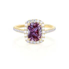 DARLEY - Chatham® Alexandrite Elongated Cushion Micro Pavé 18k Yellow Gold Halo