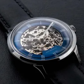 DIY Watchmaking Kit | 38.5mm Mosel series - Blue Dial Skeleton vintage dress watch w/ Miyota 8N24