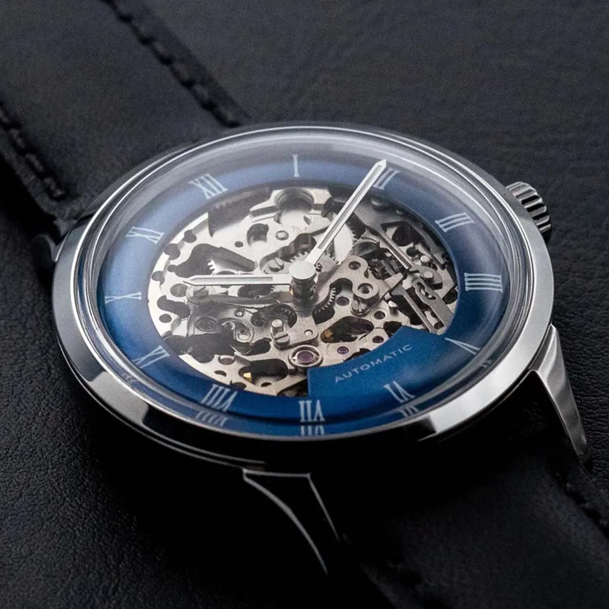 DIY Watchmaking Kit | 38.5mm Mosel series - Blue Dial Skeleton vintage dress watch w/ Miyota 8N24