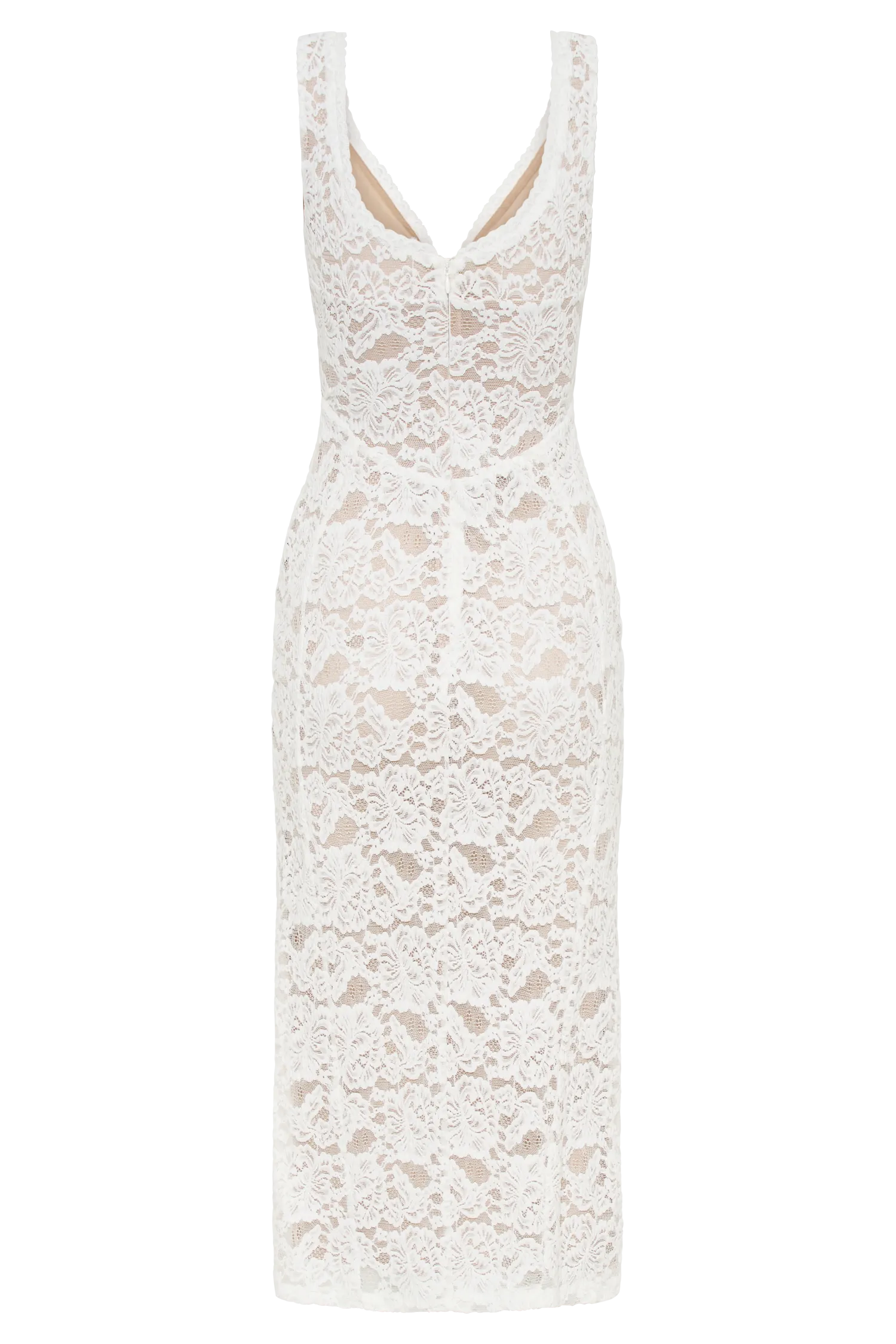 Doria Lace Plisse Midi Dress - Ivory