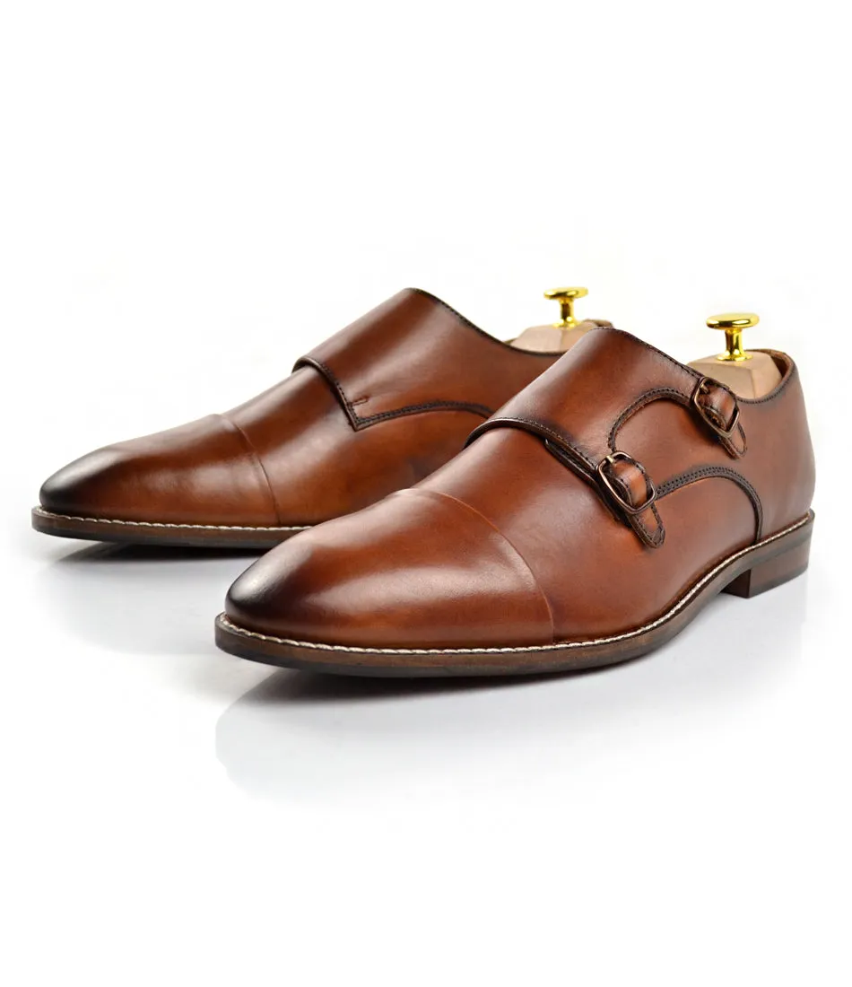 Double Monk Straps Cap toe - Brown