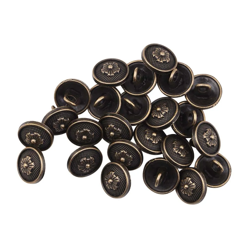 Flower Design Antique Metal Buttons for Men/Women Clothing