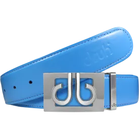 Full Grain Leather Belt in Sky Blue with Silver ‘db’ Thru Buckle