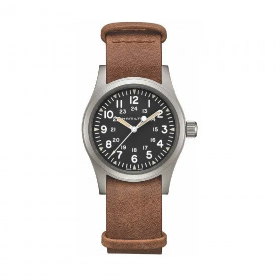 Hamilton Khaki Field Mechanical Nato Leather Strap Watch, H69439531