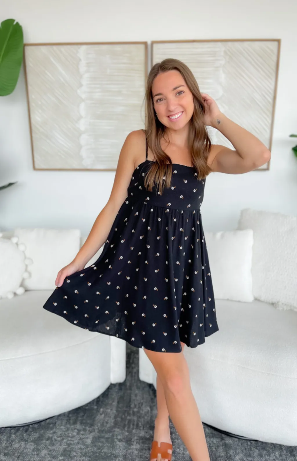 Harmony Black Floral Mini Dress