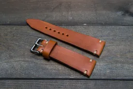 Italian bull tapered leather watch strap 4 mm thick, Cognac Oily, handmade in Finland -  16mm, 17 mm, 18mm, 19 mm, 20mm, 21mm, 22mm, 23 mm, 24mm, 25 mm, 26 mm.