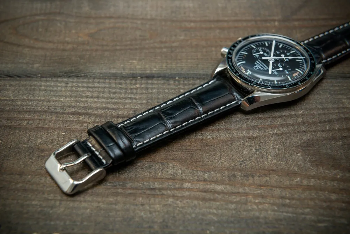 Leather watch strap, band made of calf leather with croc grain pattern 18, 19, 20, 21, 22 mm, Quick Release.