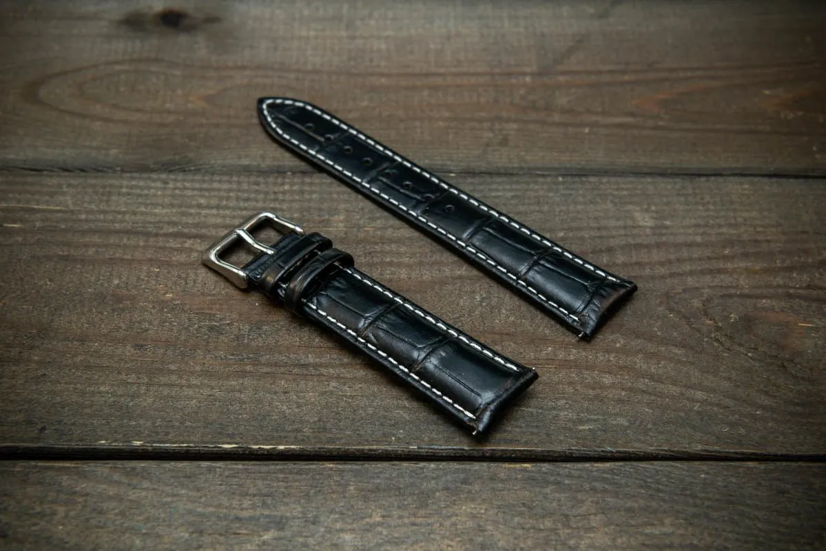 Leather watch strap, band made of calf leather with croc grain pattern 18, 19, 20, 21, 22 mm, Quick Release.