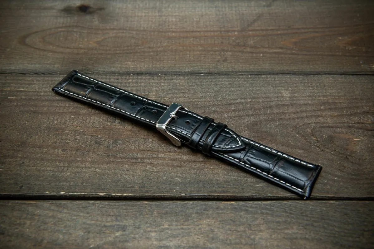 Leather watch strap, band made of calf leather with croc grain pattern 18, 19, 20, 21, 22 mm, Quick Release.