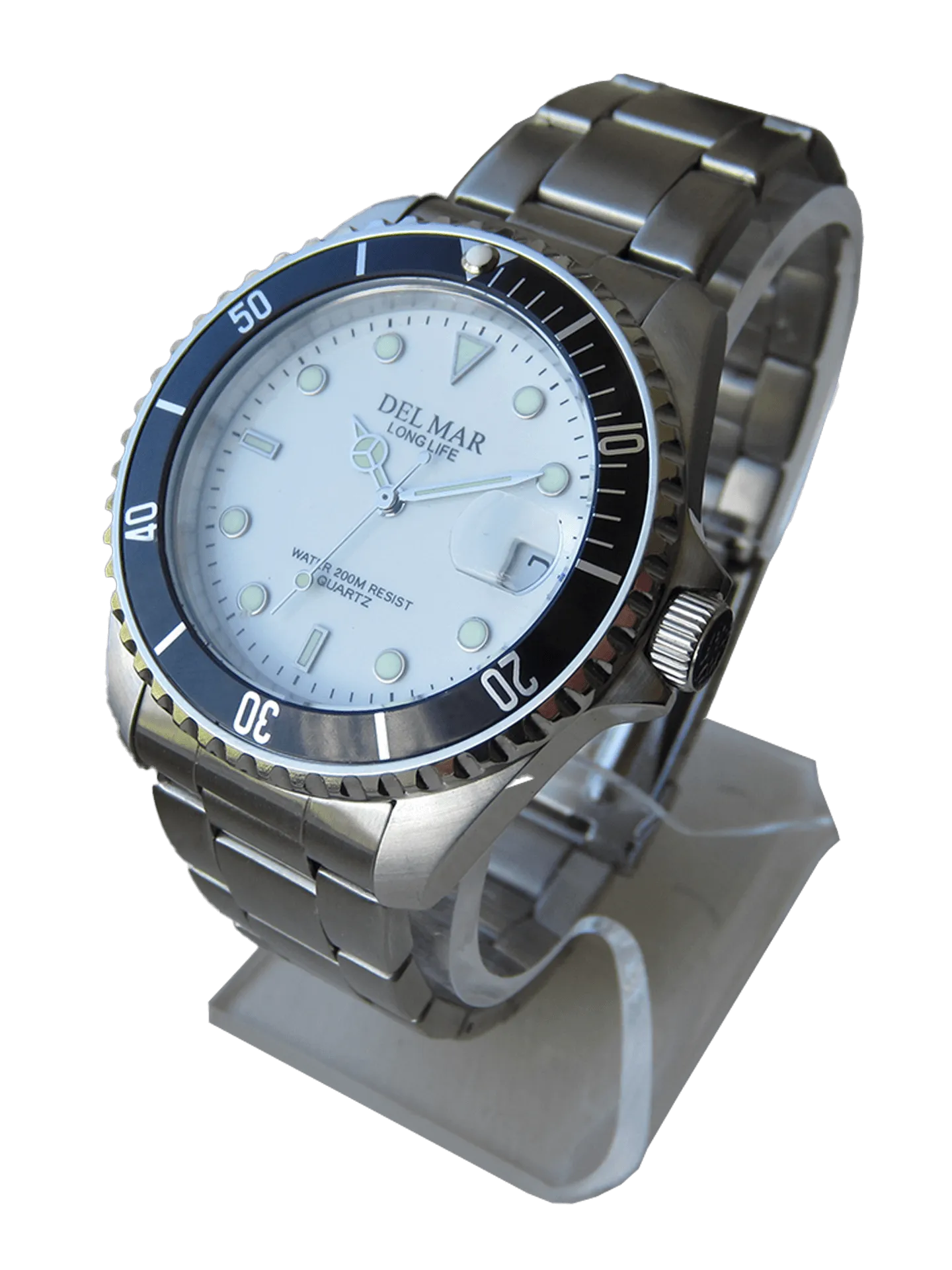 Men's Classic Coronado White Face & Black Bezel SS Watch #50405