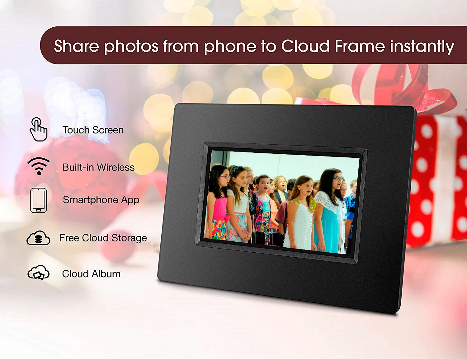 Model: KS782 -Alpha Digital- 7" Cloud Frame w/ Battery - Smart Phone APP / 20GB Cloud Storage - Easiest Way to Share Photos with Family