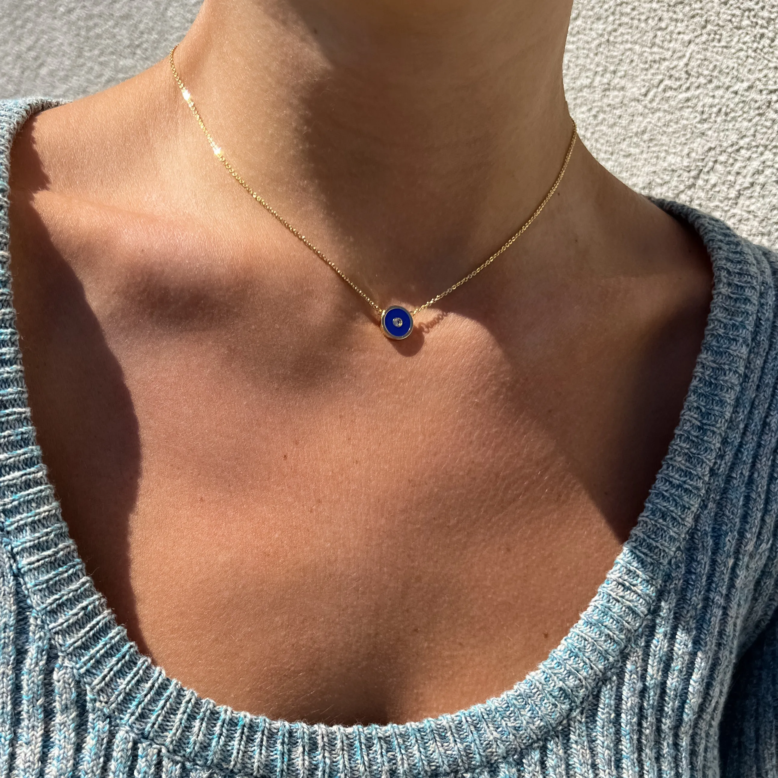 Petite Balia Blue Enamel Necklace