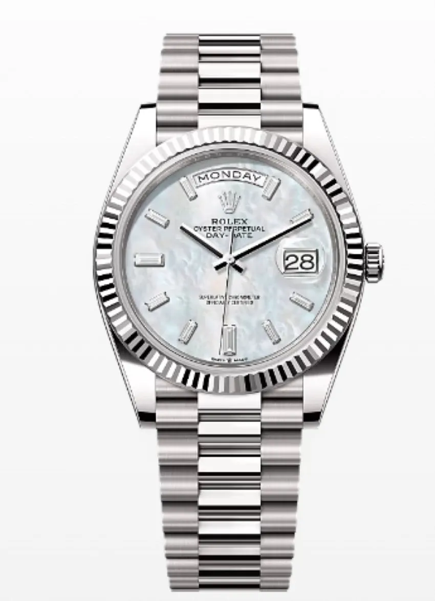 Rolex Day-Date 40 White Gold Mother of Pearl Diamond Dial 228239