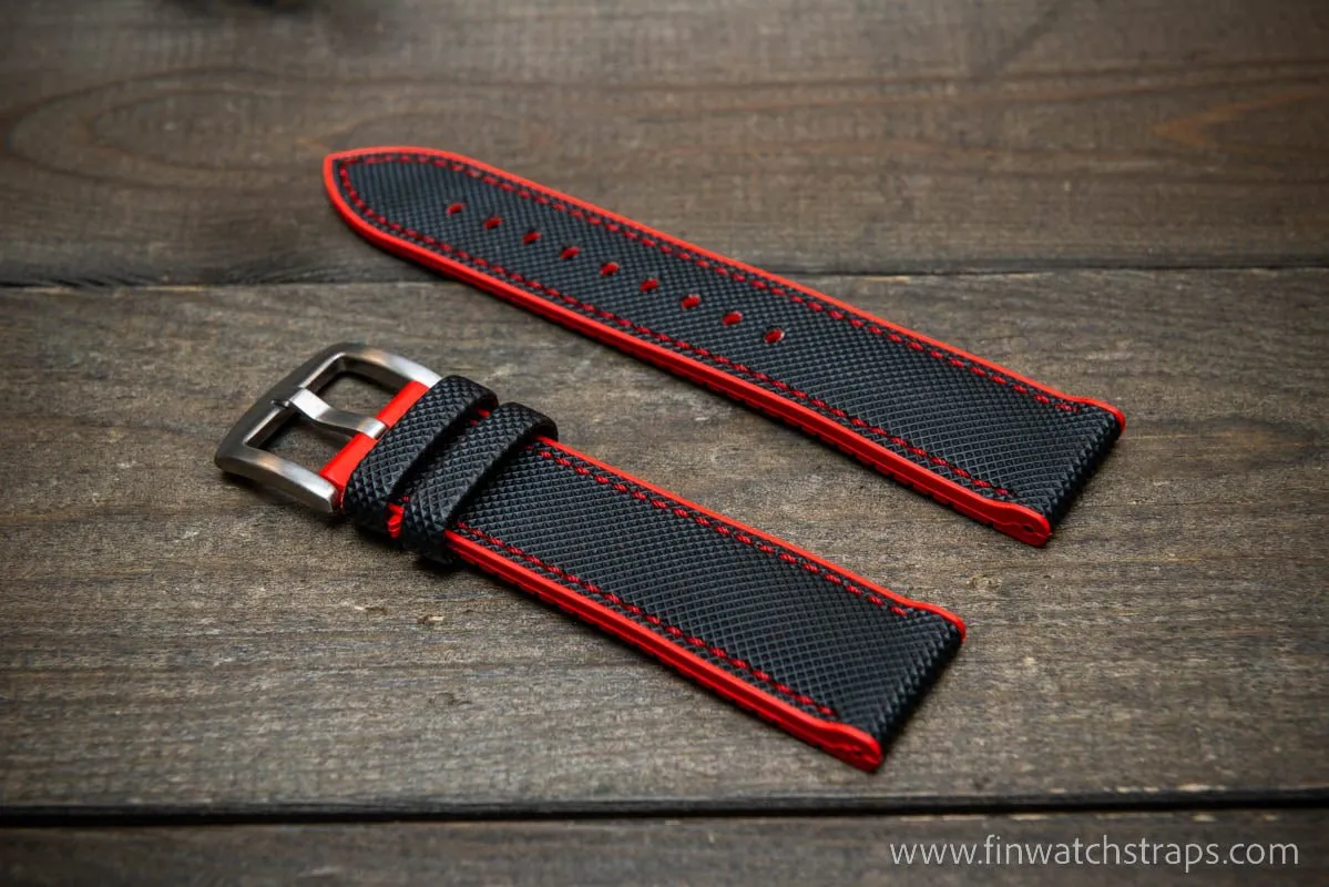 Sailcloth waterproof hybrid fluororubber (FKM) watch strap, premium quality, for sports, divers watches, width: 20, 22 mm.