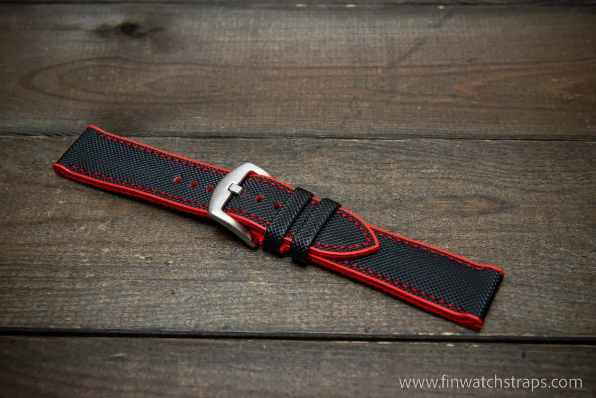 Sailcloth waterproof hybrid fluororubber (FKM) watch strap, premium quality, for sports, divers watches, width: 20, 22 mm.