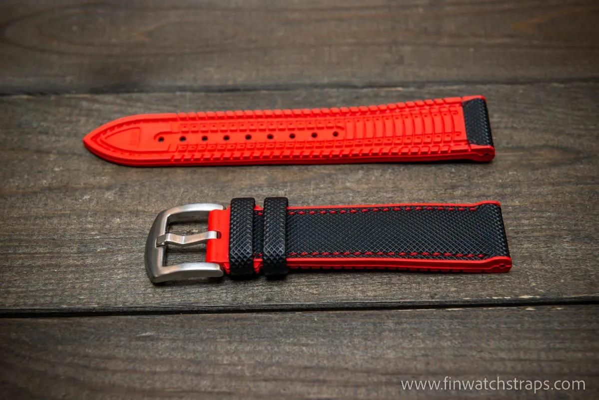 Sailcloth waterproof hybrid fluororubber (FKM) watch strap, premium quality, for sports, divers watches, width: 20, 22 mm.