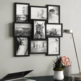 Sane 9-Opening Matte Black Collage Wall Picture Frame