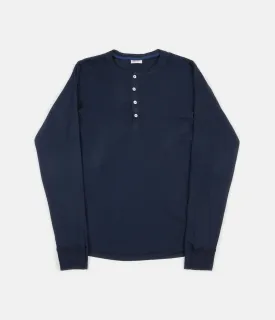 Schiesser Karl-Heinz Henley Long Sleeve T-Shirt - Dark Blue