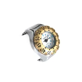 Stellar Diver Ring Watch in Silver with Gold Bezel (Two-Tone)